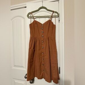 Whilst Apparel Brown Button-Down Dress
